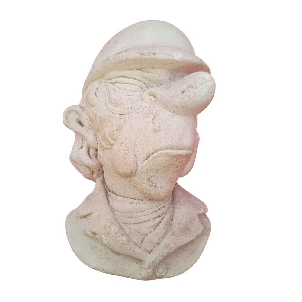 Vintage Chalkware Caricature Man Wall Plaque Bust 5.5in Cream Whimsical Kitsch